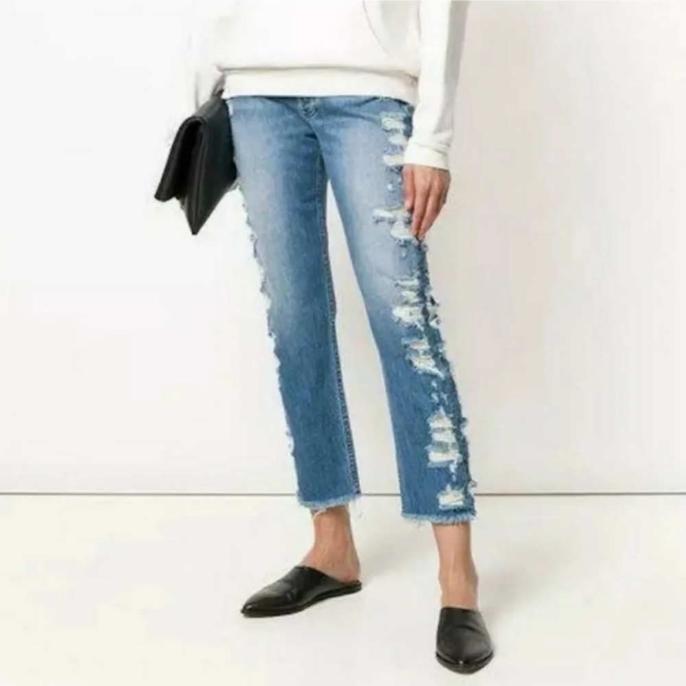 3x1 W3 Higher Ground Boyfriend Slim Fit Crop Dosa Denim Jeans - 31